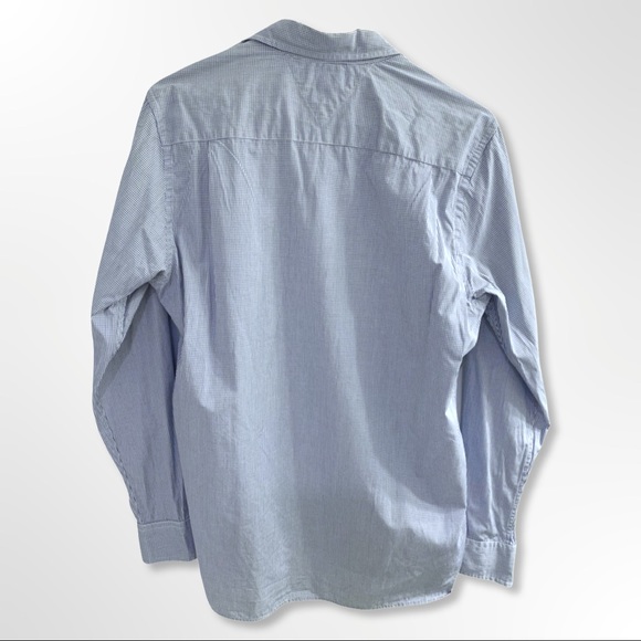 TOMMY HILFIGER • Men’s Custom Fit Blue, White Long Sleeve Checkered 80s 2PLY - Picture 2 of 13